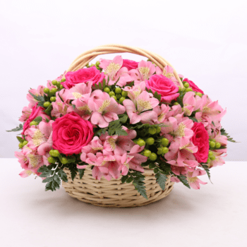 Pink Alstroemeria Basket Arrangement
