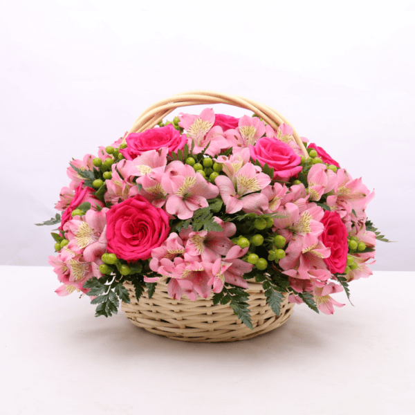 Pink Alstroemeria Basket Arrangement
