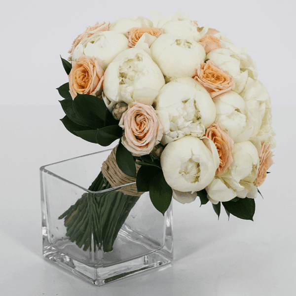 Bridal bouquet of peonies with Spray Rose