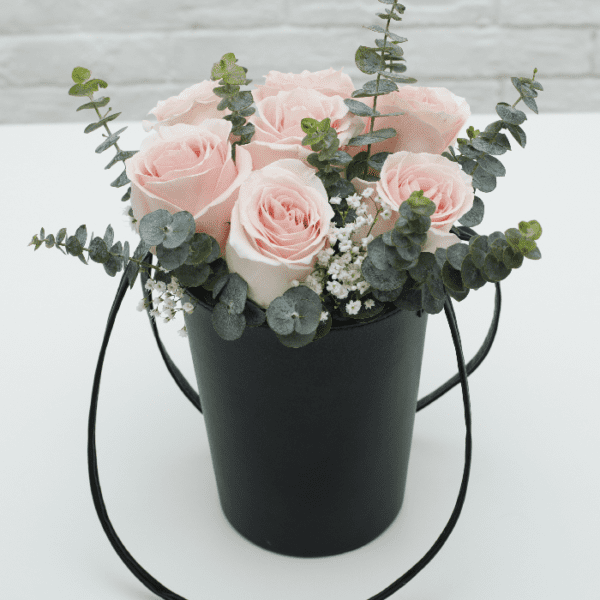 Peach Rose In a Velvet Basket