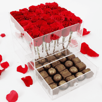 Red Roses with Brownies Chocolate Truffles delivery