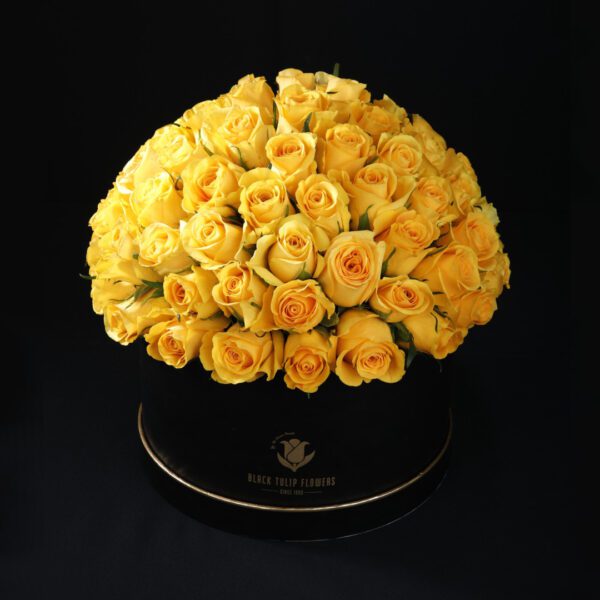 Yellow Roses in a Black Box