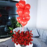 Stylish Red with Red Heart Balloons