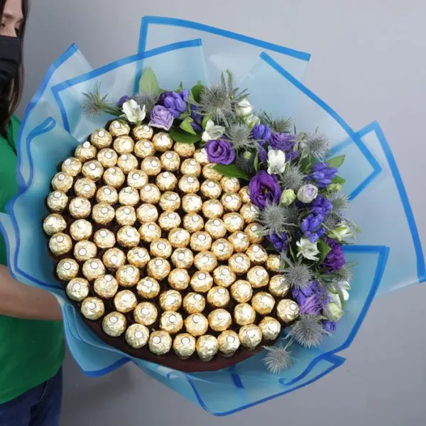 Ferrero Bouquet with Blue Flowers delivery