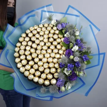 Ferrero Bouquet with Blue Flowers