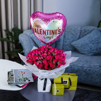 Striking Pink Combination with Patchi by Black Tulip Flowers