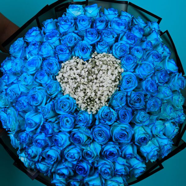 Love in Blue Rose Bouquet by Black Tulip Flowers
