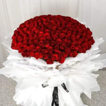 200 Red Roses Bouquet by Black Tulip Flowers