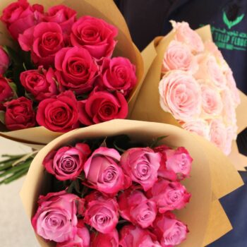 Outstanding Three Rose Bunches Flower Bouquet