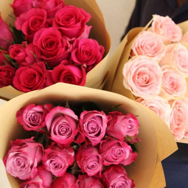 Outstanding Three Rose Bunches Flower Bouquet