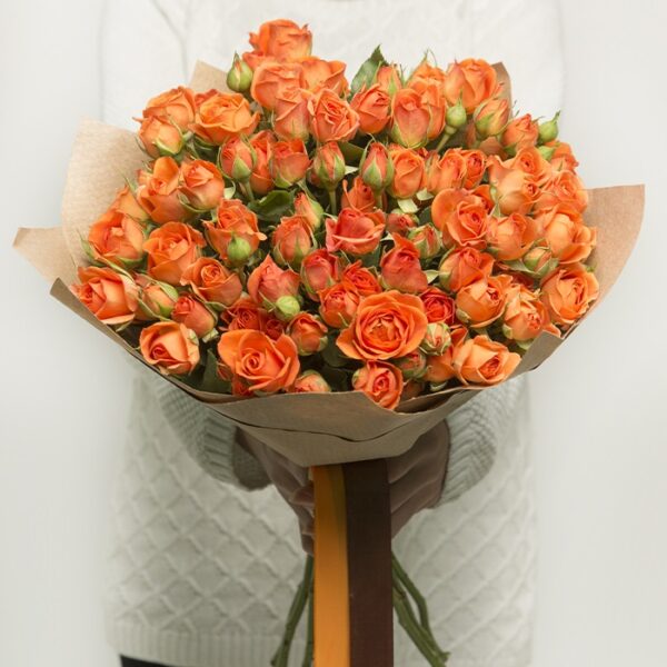 Fascinating Hand Bouquet orange spray rose