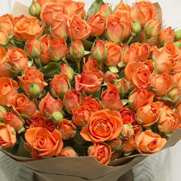 Fascinating Hand Bouquet orange spray rose