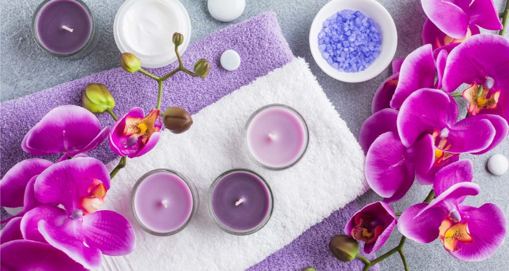 Flowers decorated on a table for a therapy