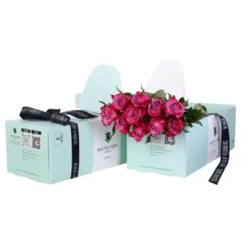 Purple Roses in Green Box