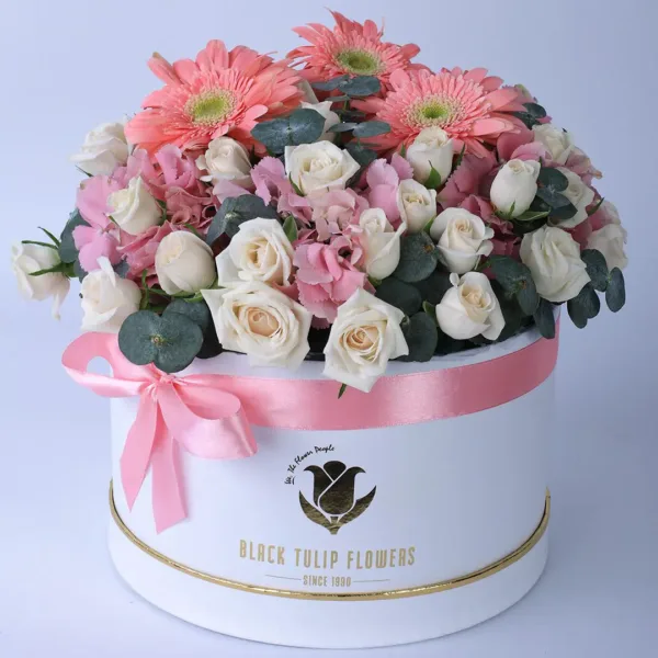 Nostalgic Pink Flowers In A Box