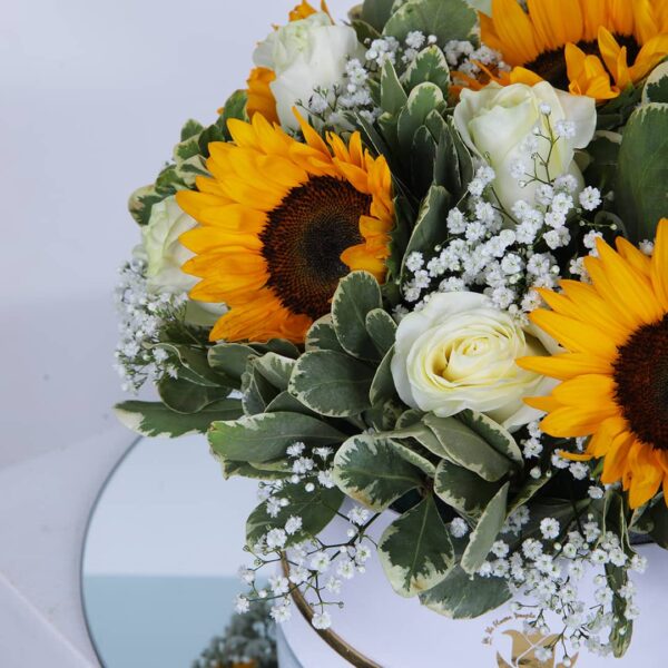 Sunflower and White Rose Box in Qatar
