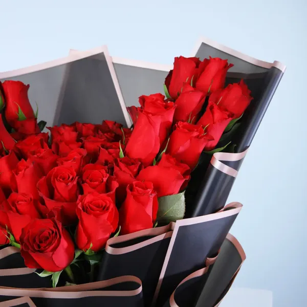 50 Red Roses Black Wrapped Online Delivery