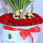 Red Tulip and Rose Shower in a Box