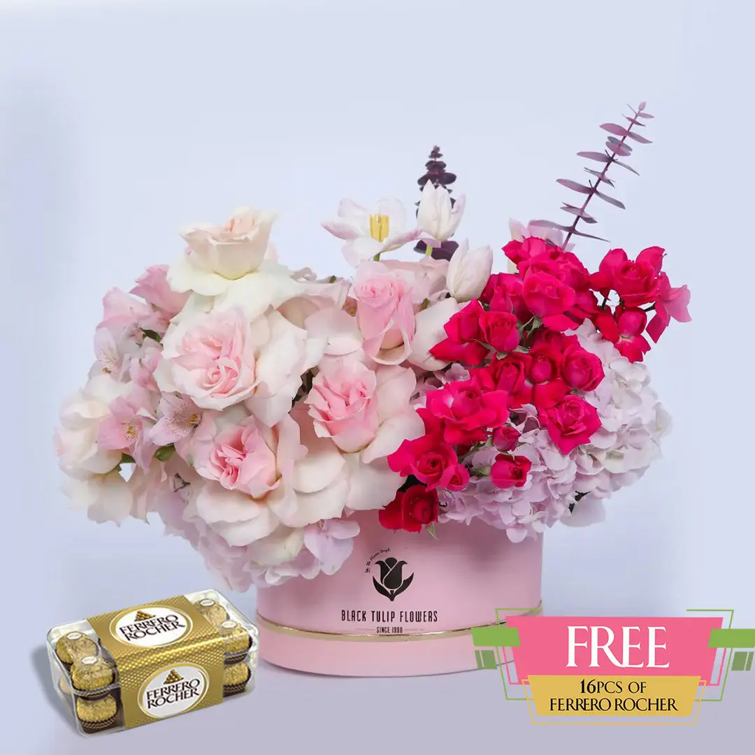 Send Artful Pink Box Flowers Online In Qatar