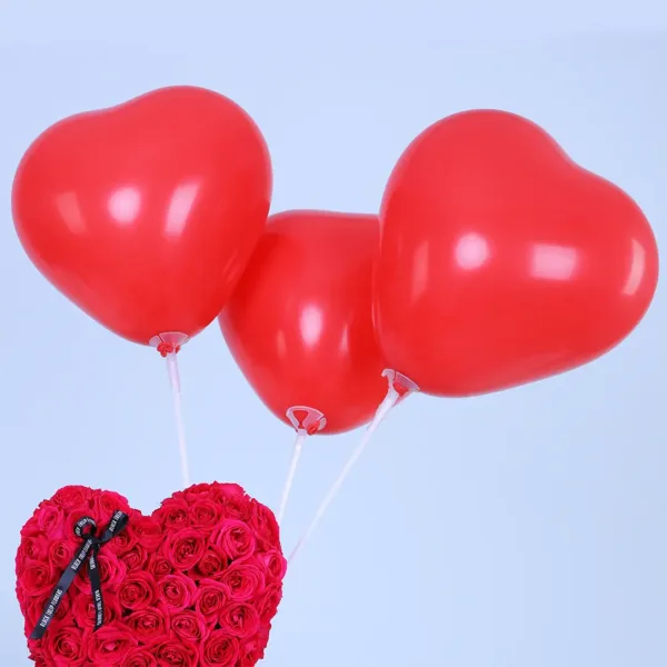Heart Shape Roses Arrangement with Balloons