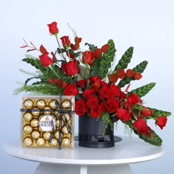 romantic roses with Ferrero rocher chocolates