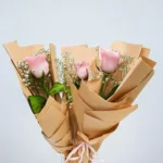 single pink roses wrapped3