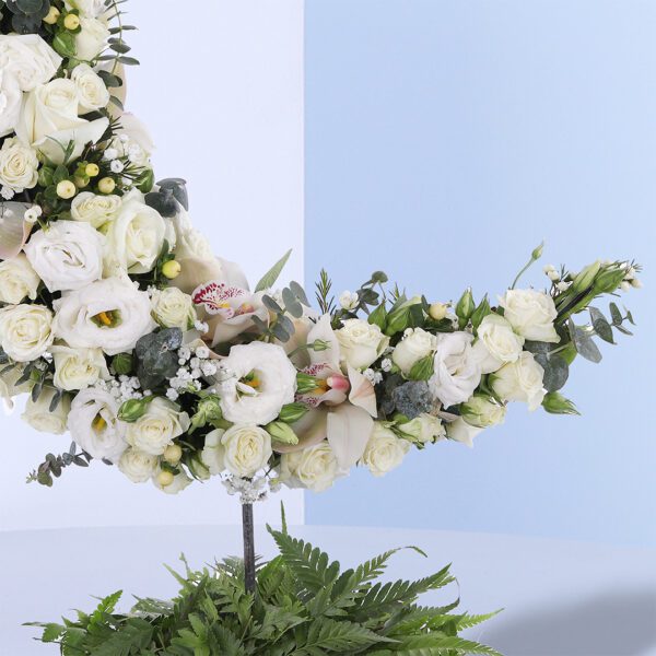 half moon white arrangemnt Eid Enchantment Blossoms