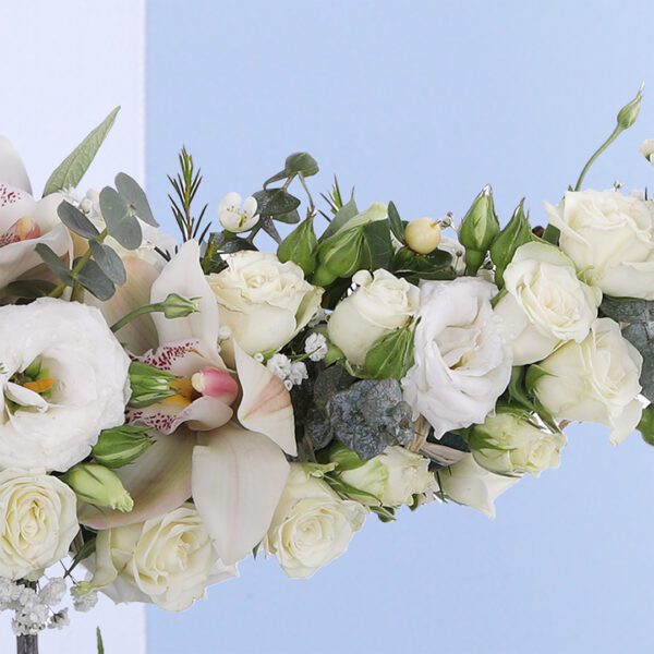 half moon white arrangemnt1 Eid Enchantment Blossoms
