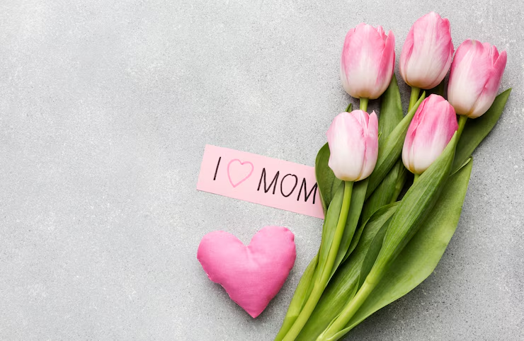 pink tulips and mothers day wish