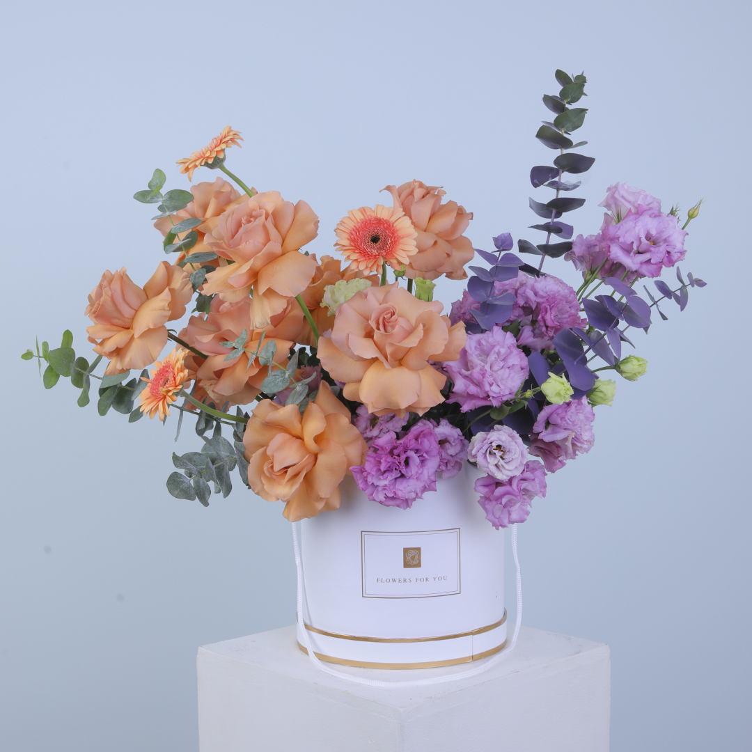 White and Purple Lisianthus Box