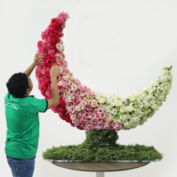 Colorful floral crescent designed for Eid festive decor