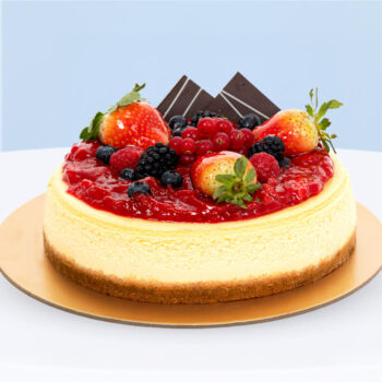 Gourmet strawberry cheesecake with cookie crust, creamy baked layers, and berry-topped strawberry jam glazing.