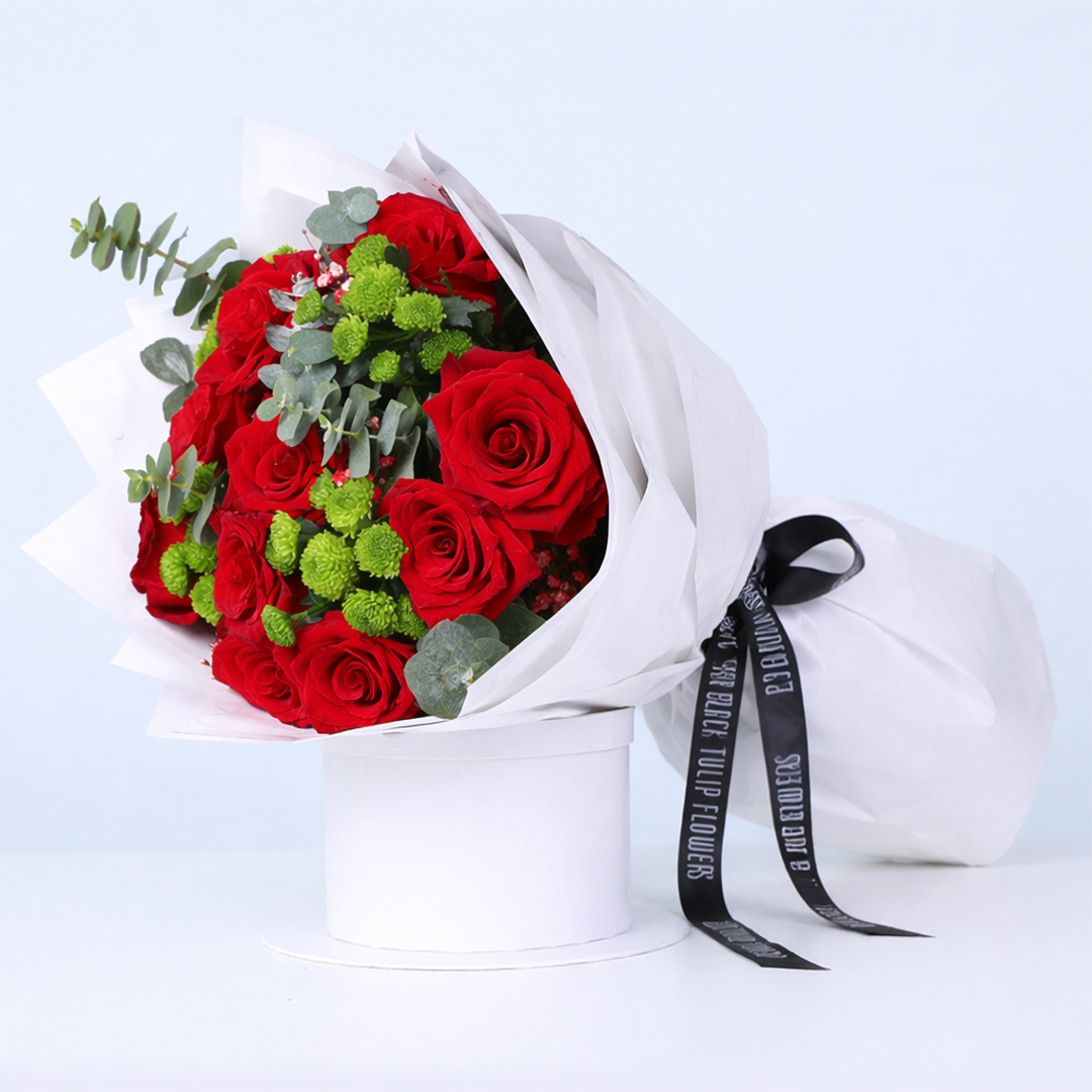 Red Roses Chrysanthemum Love | Valentine Bouquet Online