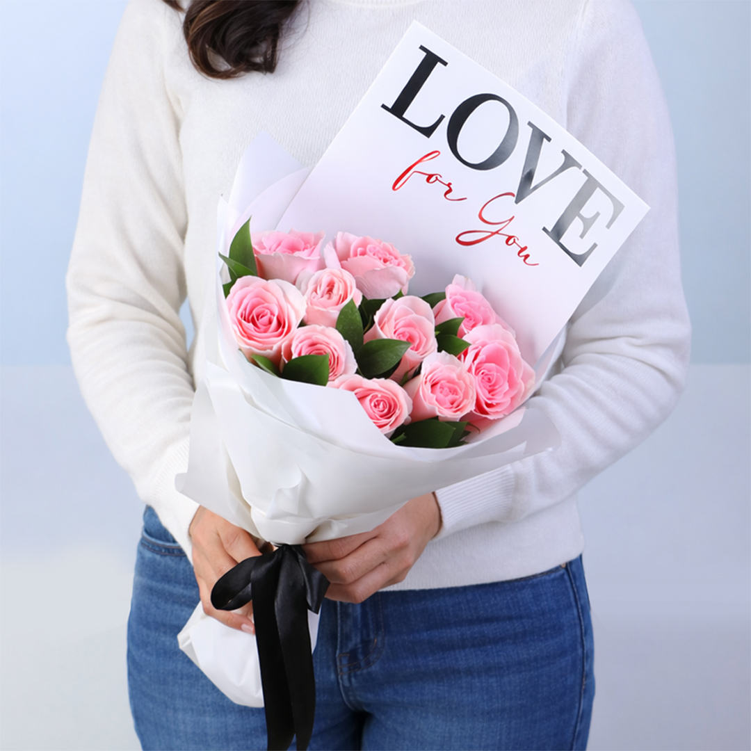 10 Light Pink Roses Blush 4 U Bouquet