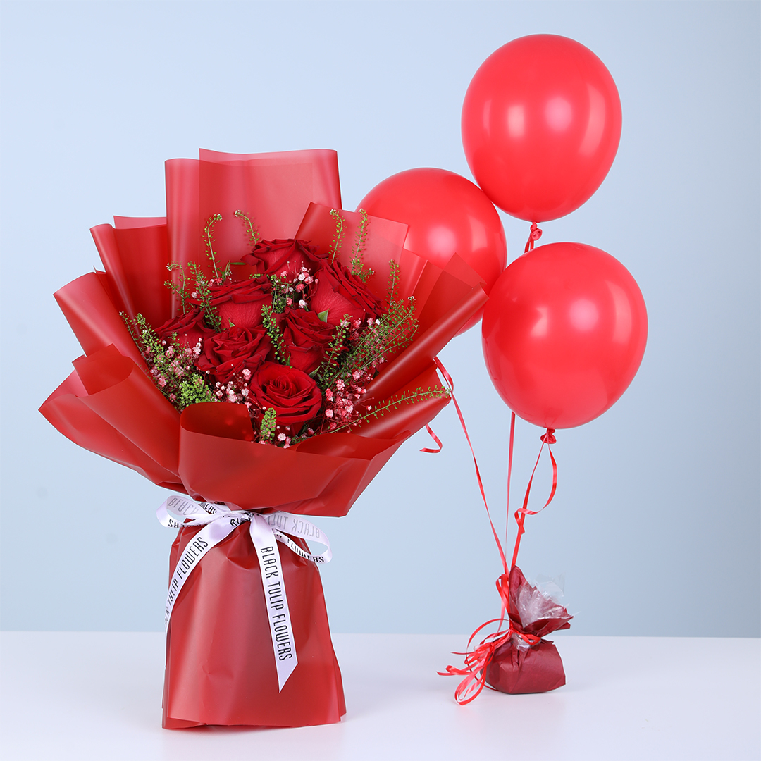 Red Roses Romance Balloon Set