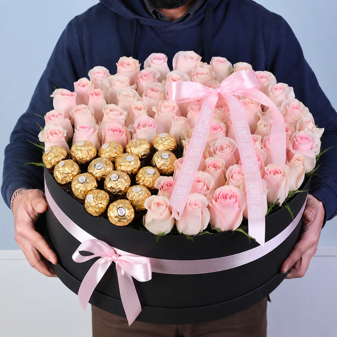 Light Pink Rose Chocolate Box
