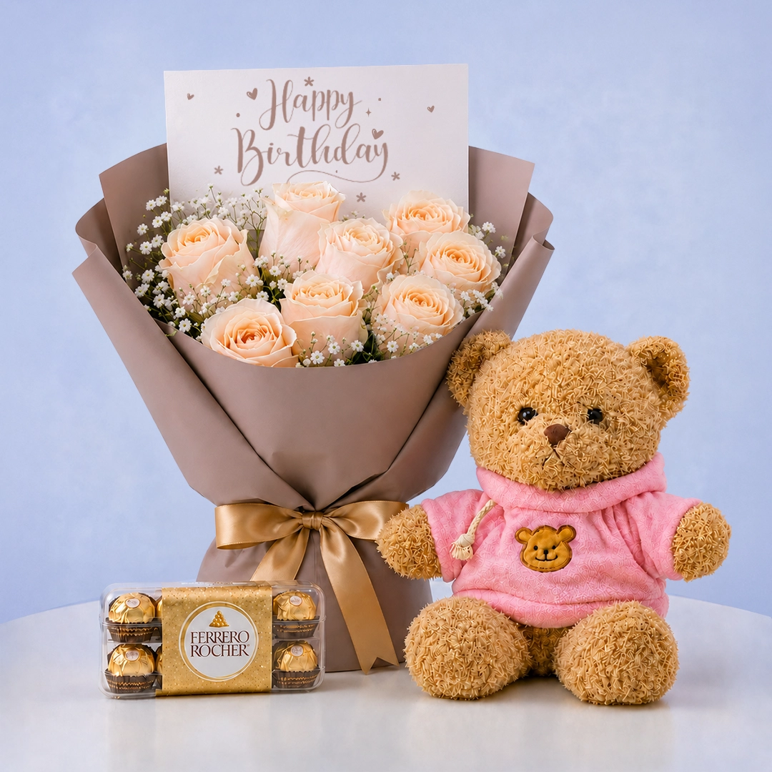 Birthday Rose Teddy Combo